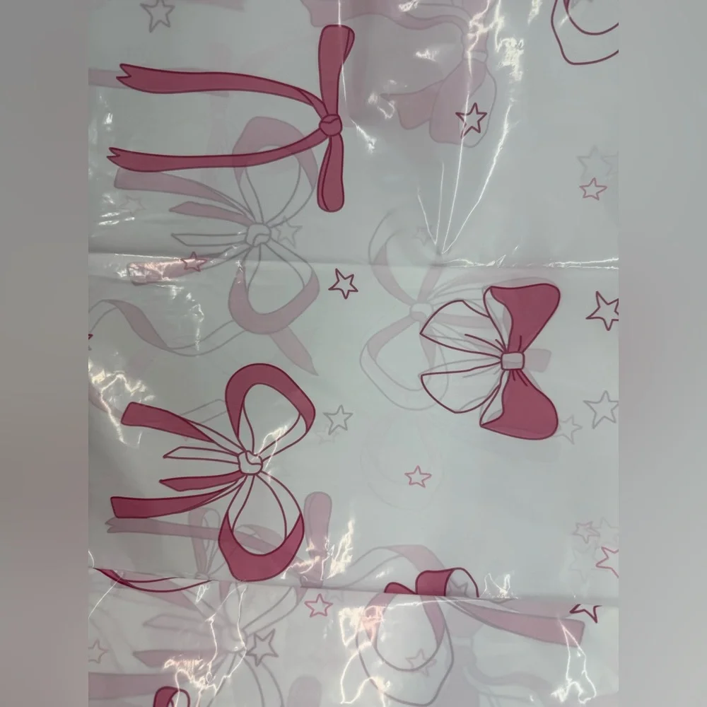 2 Packs (4 Pieces Total) Pink Bows Disposable Tablecloth Cover 54x108 FREE SHIP